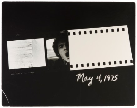 Fragments of negatives, a cropped face and a date float on a black field.